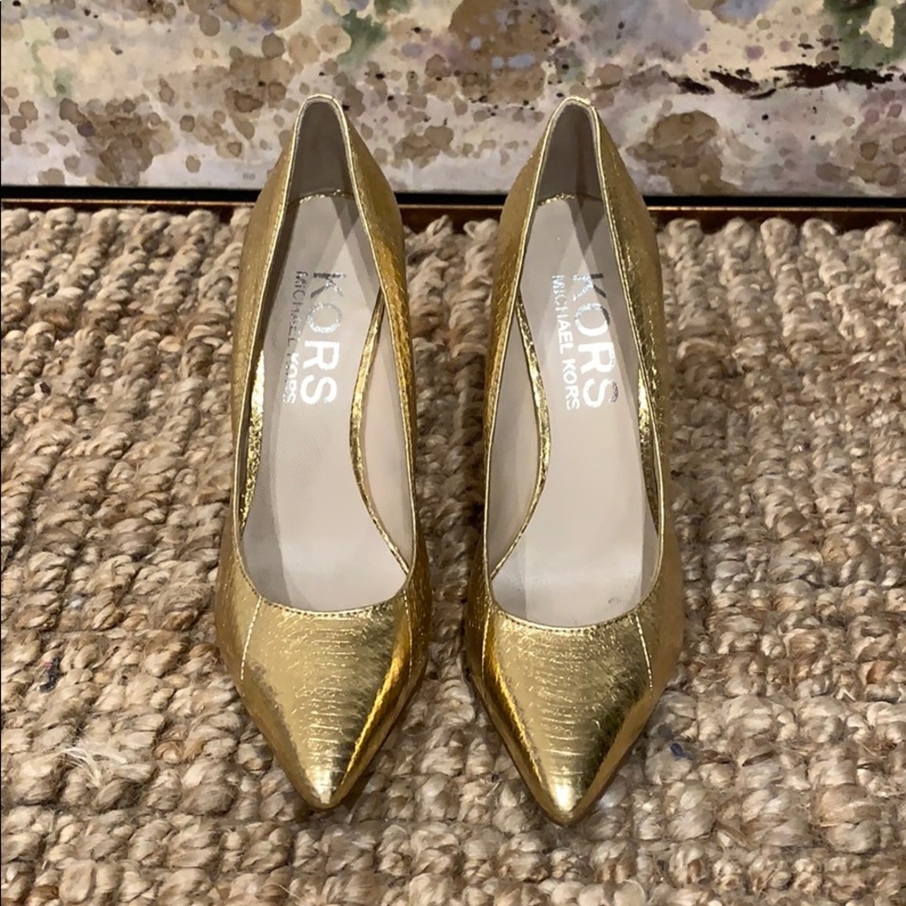 Michael Kors GOLD snake embossed heels